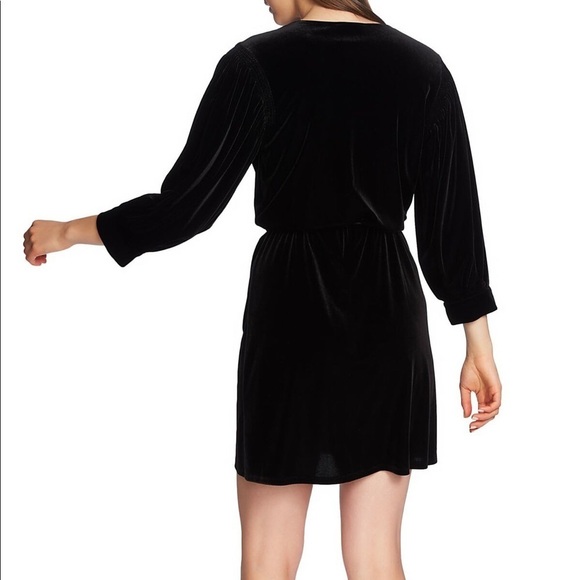 1. State Black Velvet Wrap V neck Dress - Picture 4 of 5